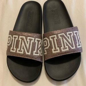 PINK sparkle slip on shoes